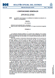 Modificación del sistema de protección a la infancia y a la adolescencia